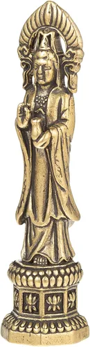 Miniatura 9 de FENGSHUI-CAISHEN Pequeña estatua de cobre Guan Yin, hecha a mano para meditar la decoración zen, pequeña figura de Quan Yin, Baby Kwan Yin