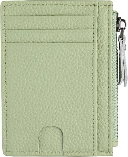 Miniatura 15 de Cartera delgada para mujeres de piel pequeña con bloqueo RFID, tarjetero minimalista con bolsas para monedas y fundas, Negro, Moderno