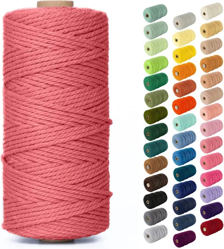 Miniatura 68 de Nook Theory - Cuerda de macramé de 3 mm, 220 yardas de cuerda de algodón, hilo de 4 mm y 5 mm, cuerda para manualidades, perfecta para colgantes