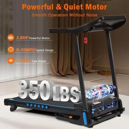 Miniatura 2 de Cinta de correr plegable resistente para uso doméstico, máquina eléctrica para correr, trotar y caminar con soporte para dispositivos, inclinación