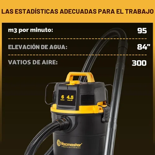 Miniatura 6 de Vacmaster Professional - Aspiradora 6 galones, 4.5 HP máximo, aspiración en húmedo/seco con sistema de filtro autolimpiante - VDK611PF 0201