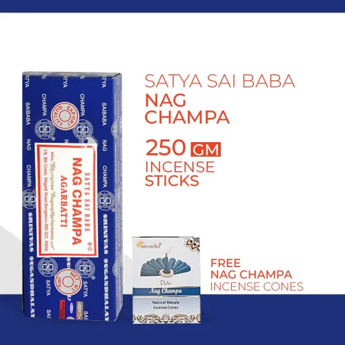 Miniatura 4 de Satya Sai Baba Nag Champa - Varillas de incienso de 8.82 oz con conos de incienso naturales Arovatika Nag Champa