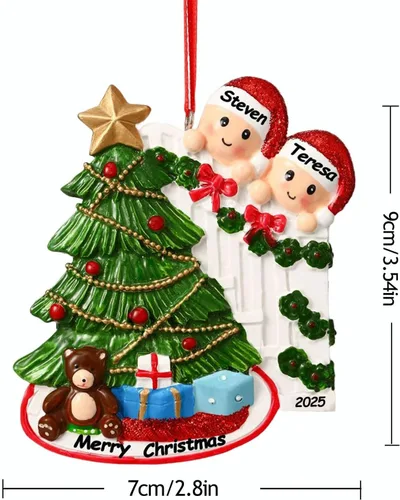 Miniatura 2 de Adornos de Navidad personalizados 2025, familia de 2, 3, 4, 5 y 6, adorno de Navidad personalizado con nombres, adornos familiares personalizados