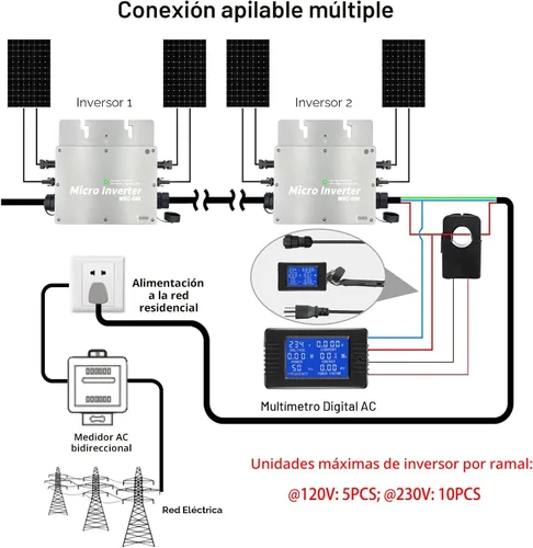 Miniatura 3 de Y&H Micro inversor de conexión a red solar de 600W con pantalla de visualización de monitoreo de datos AC impermeable IP65 MPPT DC28-50V Entrada PV