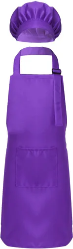 Miniatura 10 de ranrann Conjunto de delantal de chef para niños y niñas, delantales de cocina para cocinar, hornear, entrenamiento, disfraz