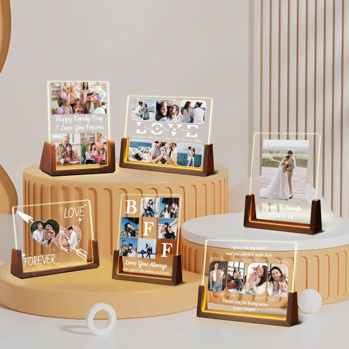 Miniatura 7 de Regalos personalizados de San Valentín para parejas, para él, su novio, novia, marco de fotos iluminado con nombre de foto, aniversario, cumpleaños