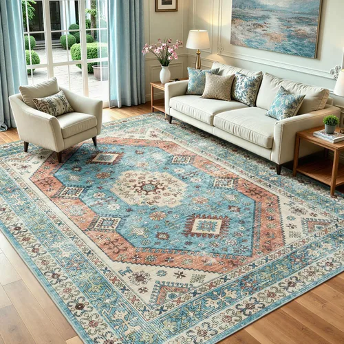Miniatura 44 de Lofus 8x10 Alfombras de área para sala de estar, alfombra de área lavable, alfombras para dormitorio, cocina, alfombra vintage boho, alfombra suave