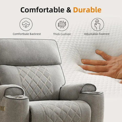Miniatura 4 de EBELLO Sofá reclinable eléctrico de tela, sofá reclinable de dos plazas con portavasos, puertos de carga USB tipo C y espacio de almacenamiento, 2