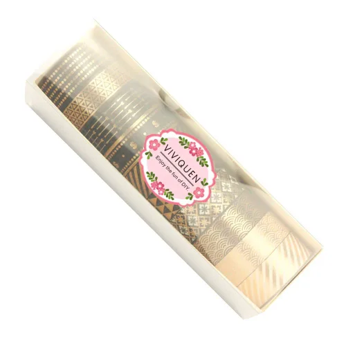 Miniatura 7 de VIVIQUEN Juego de cintas washi doradas de 0.59 pulgadas (0.591 in), paquete decorativo para álbumes de recortes, manualidades, envoltura de regalos