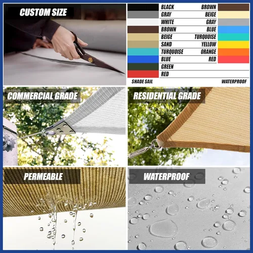 Miniatura 4 de ShadeMart Toldo cuadrado color beige de 10 x 10 pies, pantalla SMSL, permeable al agua y al aire y resistente a los rayos UV, resistente, para patio