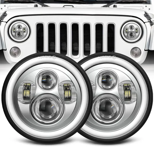 Miniatura 8 de ZIMABLUE Faro LED redondo de 7 pulgadas, 2 unidades, proyector de 7 pulgadas, halo LED H6024, aprobado por DOT, haz alto/bajo, DRL, señal de giro