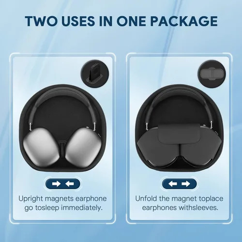 Miniatura 3 de Yinke Funda inteligente para Apple AirPods Max compatible con el modo de suspensión, organizador duro, portátil, funda de viaje, bolsa de Negro