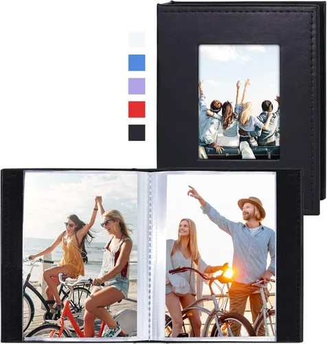 Vienrose Álbum de fotos pequeño de 4 x 6 pulgadas, paquete de 2 mini libros de fotos con cubierta de cuero, 26 páginas con capacidad para 52