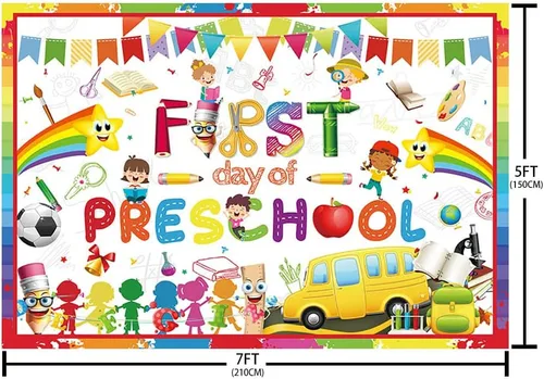 Miniatura 5 de AIBIIN Telón de fondo de regreso a clases de 7 x 5 pies para niños, primer día de preescolar, jardín de infantes, decoración de fiesta, pizarra