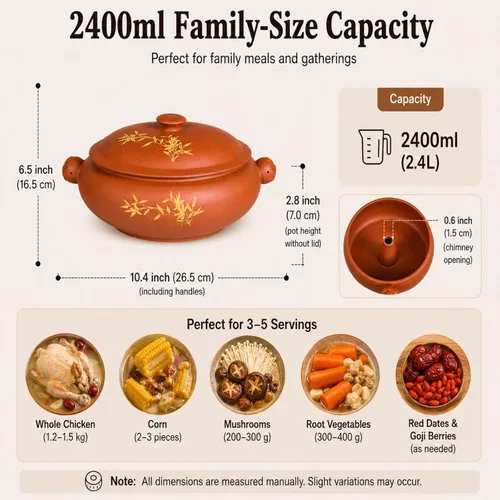Miniatura 7 de XICHENGSHIDAI Yunnan Zisha - Olla de vapor de cerámica, olla de vapor de arcilla morada de 1.5 cuartos de galón con tapa, cazuela tradicional