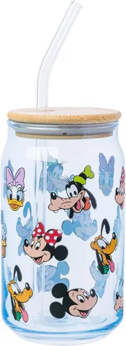 Miniatura 18 de Silver Buffalo Disney Alice in Wonderland Tarro de vidrio con tapa de bambú y pajita de vidrio, 16 onzas