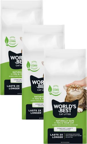 Miniatura 13 de WORLD'S BEST CAT LITTER Comfort Care sin perfume de 15 libras – Ingredientes naturales, aglutinación rápida, desechable, 99% libre de polvo