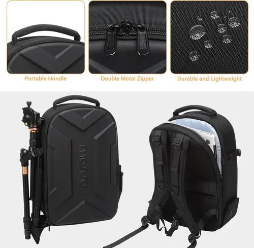 Miniatura 5 de MOSISO Mochila para cámara DSLR/SLR/SLR/sin espejo, impermeable, artística, geométrica, rígida, con soporte para trípode y compartimento para laptop