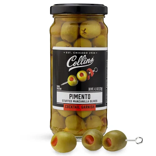Miniatura 10 de Collins Aceitunas sin hueso: guarnición popular para cócteles, martinis sucios, ensaladas, bandejas de queso, embutidos, aperitivos, 4 onzas