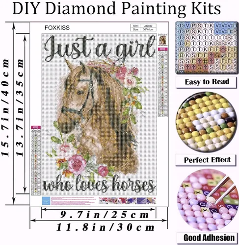 Miniatura 4 de FOXKISS Kit de manualidades, pintura de puntos de diamante de perforación completa para adultos, diseño de caballo, 12 x 16 pulgadas 4
