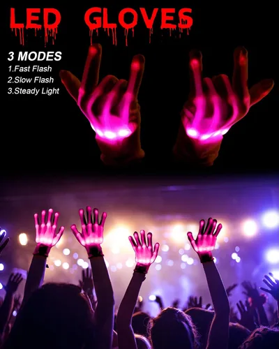 Miniatura 5 de Sumind Máscara LED de Halloween, esqueleto LED aterrador, hacker de purga que brilla en la oscuridad, para fiesta de disfraces de Halloween (rosa)