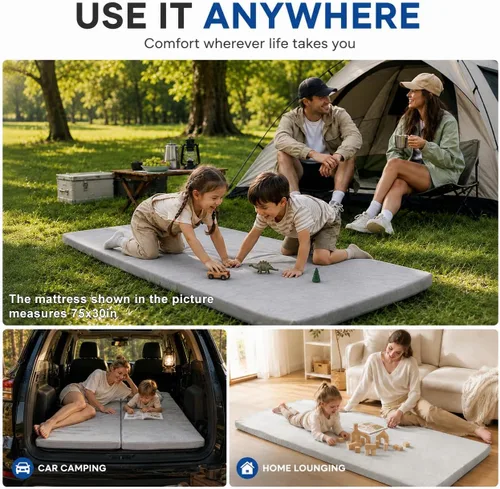 Miniatura 3 de Colchón de espuma para camping - Tapete enrollable portátil para dormir para coche, tienda de campaña, cuna y suelo - Impermeable, cómodo y compacto