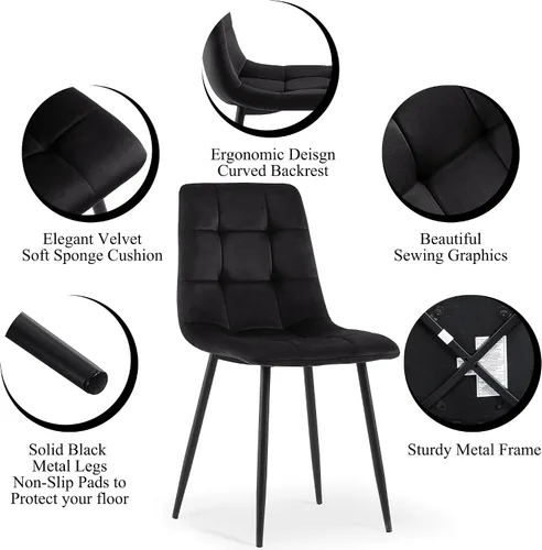Miniatura 7 de Homedot Juego de mesa de comedor para 2, mesa de cocina de 3 piezas, juego de sillas de comedor redondas y negras para espacios pequeños, juego