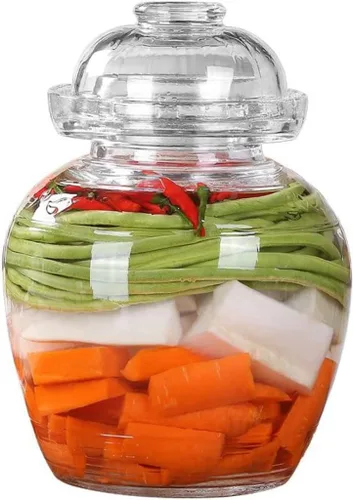 Tarro de cristal con tapa, kit de fermentación con tapa de sellado de agua, tarro de conservas para pepinillos, kimchi, chucrut, kombucha, paocai