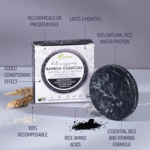 Miniatura 2 de Barra de champú de agua de proteína de arroz sólido con jabón para el cabello con efecto acondicionador - Barras de champú para cabello con todos