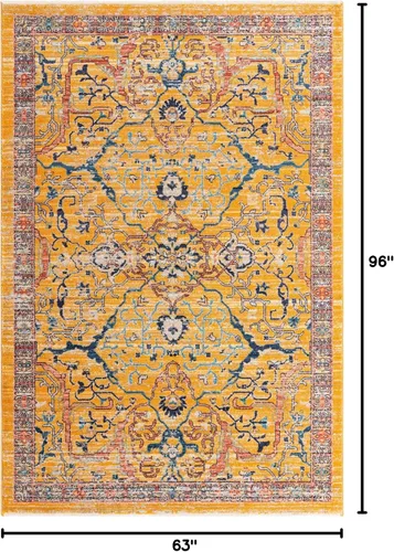 Miniatura 2 de Unique Loom Lola Collection - Alfombra de área Vivacious (5 pies 3 pulgadas x 8 pies, rectangular, amarillo/azul)