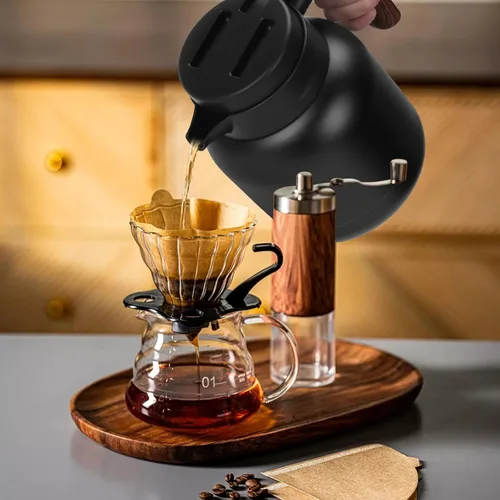 Miniatura 6 de Jarra térmica de café de 42 onzas, jarra térmica aislada, jarra de café aislada de acero inoxidable para mantener bebidas calientes/frías, Negro