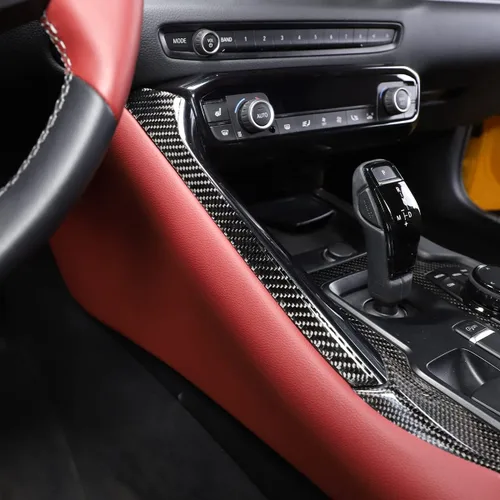 Miniatura 3 de Daeiclru Tira decorativa de fibra de carbono real para palanca de cambios de automóvil para Toyota Supra GR A90 A91 MK5 2019-2022, tira de ajuste