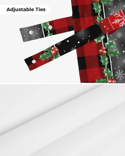 Miniatura 7 de Cenefa de cortina con lazo rojo de Navidad para ventanas, sala de estar, cocina, baño, granja, bolas de Navidad de acuarela con diseño de bayas