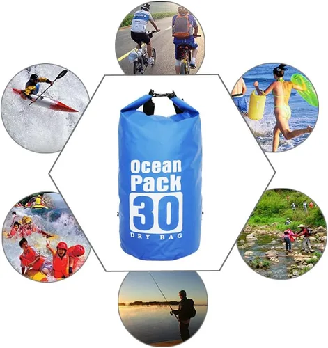 Miniatura 7 de Bolsa seca impermeable con correa desmontable ajustable de 10 l/20 l/30 l, bolsa superior enrollable mantiene el equipo seco para kayak, canotaje