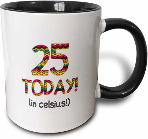 3dRose 25 Hoy... en celsius - Divertido 77 cumpleaños. 25C es 77 in fahFahrenheit - Tazas (mug_184955_4)
