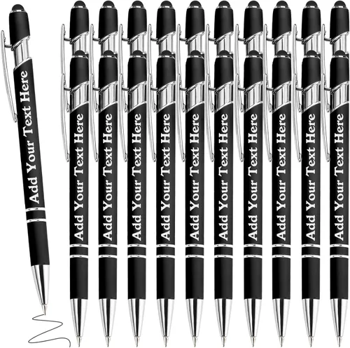 Miniatura 91 de Bolígrafos personalizados a granel grabados personalizados con punta de lápiz capacitivo, bolígrafos personalizados de tinta negra, regalos