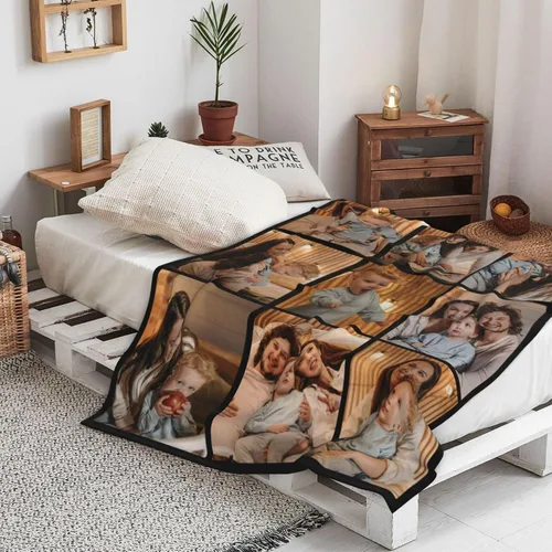Miniatura 3 de WNNNS Manta Personalizada Mantas Personalizadas con 9 Fotos Mantas de Fotos Personalizadas Usando Mis Propias Fotos, Haz una Manta con Fotos.