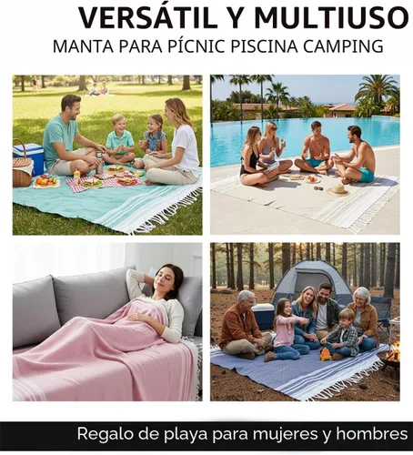 Miniatura 6 de Yongoes Toalla de Playa Turca de Gran Tamaño Manta de Algodón Gigante XL Toallas Resistentes a la Arena Enorme Lino XXL Extra Grande Grandes Mantas