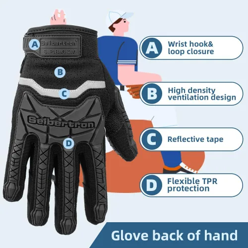 Miniatura 3 de Seibertron B-A-R PRO 2.0 - Guantes insignia de bateo para béisbol, sóftbol y Teeball, con super agarre, ajuste de dedo, múltiples tamaños 11 + 5