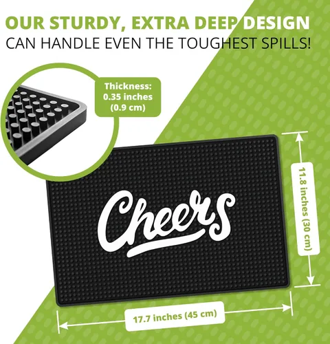 Miniatura 4 de Tapete Premium Cheers para Bar Casero - Tapetes de Goma Grandes de 18"x12" para Encimera - Tapete Antideslizante para Bartender - Tapete