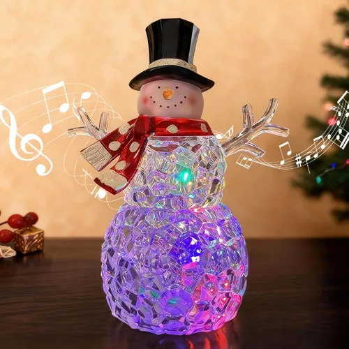 Adornos de muñeco de nieve de Navidad, globos de nieve de Navidad, muñecos de nieve con música LED, decoración de muñeco de nieve de 9 pulgadas para