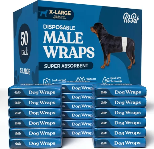 Miniatura 11 de Pañales cómodos para perros machos, paquete de 30 envolturas desechables súper absorbentes para perros machos, tecnología FlashDry Gel con indicador