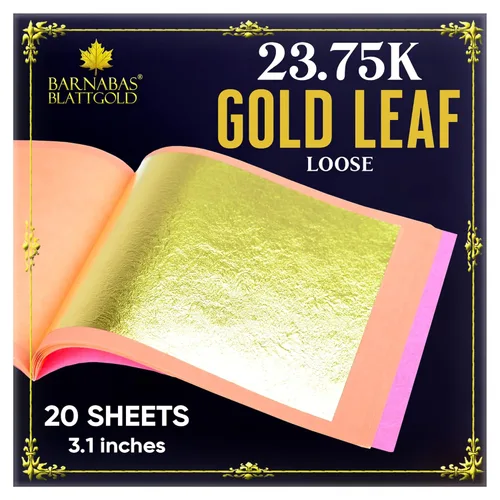 Miniatura 22 de Barnabas Blattgold Hoja de oro, oro real de 22 quilates [25 hojas, 3.1 pulgadas] - Patente de transferencia para pintura, artes y manualidades