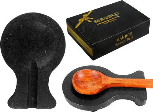 Miniatura 3 de Soporte para cuchara de mármol, soporte para cucharón, soporte de cuchara de mármol para estufa de cocina, resistente, apto para lavavajillas