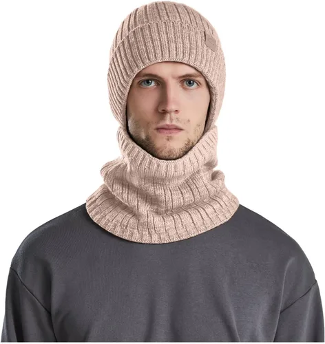 Miniatura 4 de Conjunto de gorro de invierno para hombre y mujer, gorro de punto holgado, gorro de calavera con puños acanalados, gorro térmico elástico