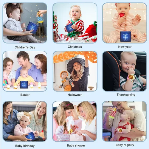 Miniatura 8 de Bloobloomax Juego de calcetines de sonajero de muñeca y buscador de pies, juguetes para bebés de 0 a 36 meses, juguetes de manos y pies para recién