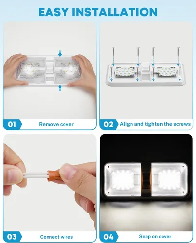 Miniatura 7 de Kohree RV LED Ceiling Lights Interior, 12V DC Double Dome Light Fixture for Camper Trailer Boat - 5 Pack, 600 Lumens, 4000K Natural White, 3-Way