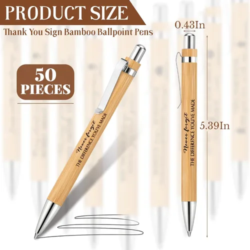 Miniatura 2 de Fuutreo 50 bolígrafos de bambú inspiradores a granel de madera de agradecimiento, regalo para estudiantes, graduación, fiesta, padre, maestro