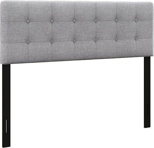 Miniatura 18 de KOMFOTT - Cabecera tapizada en tela de lino para cama tamaño Full/Queen, cabecera rectangular con patas de madera maciza y ancho ajustable, cabecera