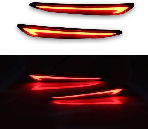 Miniatura 3 de Lente ahumada LED parachoques trasero reflector señal de giro luces traseras lámparas para 2013 2014 2015 2016 2017 2018 Ford Fusion Mondeo